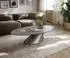 DeLife Edge Couchtisch oval 135x80cm, Keramik betongrau, Edelstahl gebürstet (46011)