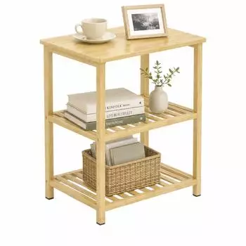 HomCom Beistelltisch 3 Ebenen Bambus, 30x50,5x40,6cm