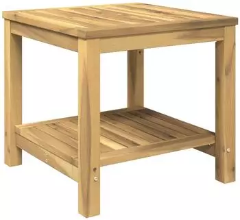 vidaXL Couchtisch Massivholz Akazie, wei&szlig; gewaschen, 48,5x49x45cm