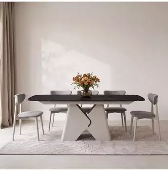 WFL GROUP Vanta Esstisch ausziehbar, Kaschmir, Metallgestell, 180&ndash;270x90cm
