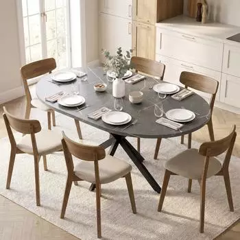 HomCom Esstisch Ausziehbar 100/135 x 100 cm Schwarz