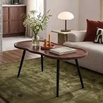 en.casa Ken Couchtisch asymmetrisch Walnussoptik, 100x60x47cm