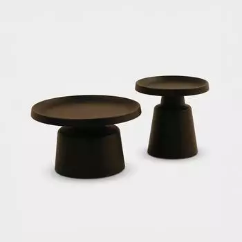 Amazing Home Design Flintstones 2er-Set runde Couchtische aus Metall, schwarz