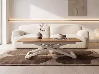 WFL GROUP Axen Couchtisch h&ouml;henverstellbar ausziehbar, Eiche Wotan, 120-160x80cm (800001752905)