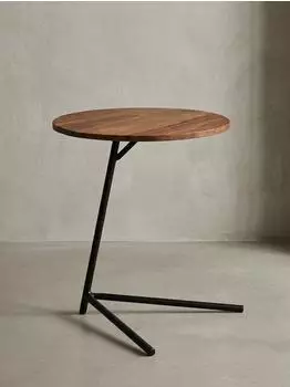 KADIMA DESIGN Beistelltisch Sheesham Massivholz & Metall, Industrial Style, 40x46x40cm