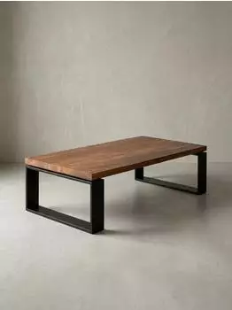 KADIMA DESIGN WL5.650 Couchtisch Sheesham Massivholz, Metallgestell, 115x35x60cm (WL5.650)