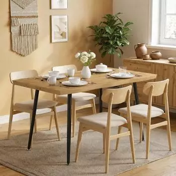 HomCom Esstisch rechteckig, Eicheoptik, Stahlgestell, 110x70cm