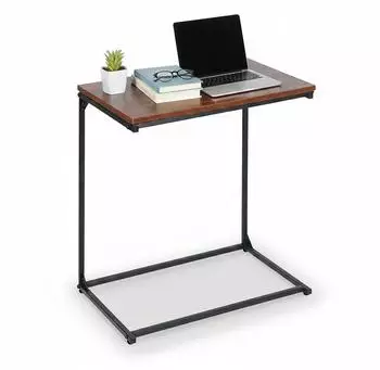Relaxdays Beistelltisch C-Form, neigbare Tischplatte, 66x55x35cm, schwarz/braun (10051453)
