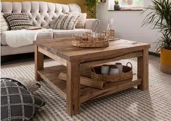 Massivmoebel24 Bassano 140 Couchtisch Teak, natur unbehandelt, 90x90x45cm (54-200-720-0011)