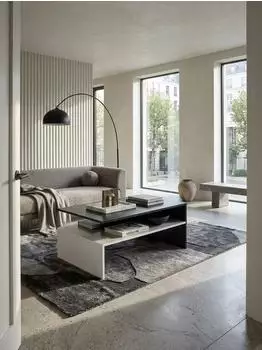 KADIMA DESIGN Couchtisch mit Ablage, schwarz/wei&szlig;, Holzwerkstoff, 90x43x60cm