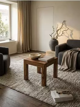 KADIMA DESIGN Mumbai Beistelltisch Sheesham Massivholz, dunkelbraun, 45x45x40cm
