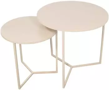 LOFT42 Dulon Beistelltisch-Set, rund, beige, Metall (&Oslash;49x46cm)