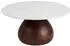 ebuy24 Klara Couchtisch rund Ø70cm, Mangoholz, Marmoroptik, weiß/dunkelbraun