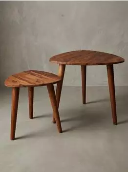 KADIMA DESIGN Design Satztisch WL5.574 Sheesham Massivholz 2er-Set, braun (WL5.574)