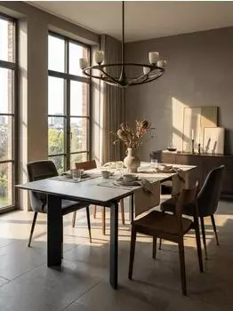 KADIMA DESIGN Esstisch Keramikglas Marmoroptik ausziehbar 180-240cm, weiß