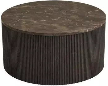 ebuy24 Ida Couchtisch &Oslash;80cm, Marmor-Dekor, braun
