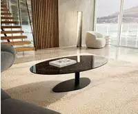 DELIFE Couchtisch Edge Oval 140x80 cm Keramik Emperador Extra Lucidato...