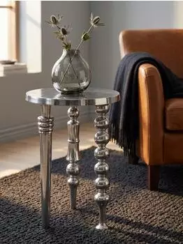 KADIMA DESIGN Beistelltisch Aluminium rund, Dreibein, silber, 44x44x63cm