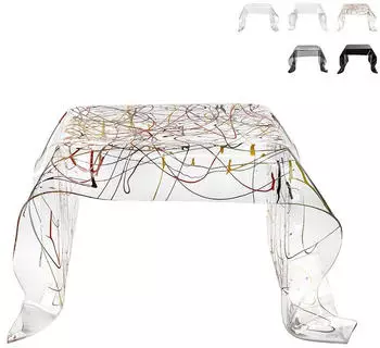 Multiplex Drappeggi Couchtisch quadratisch, Plexiglas, transparent mehrfarbig