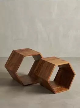 KADIMA DESIGN Beistelltisch 2er-Set Sheesham Massivholz, braun (4255632586606)