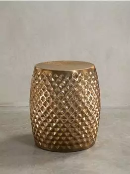 KADIMA DESIGN Beistelltisch rund, Aluminium gold Hammerschlag, 32x42x32cm