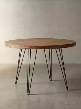 KADIMA DESIGN BAGLI runder Esstisch, Sheesham Massivholz, braun, &Oslash;120x78cm