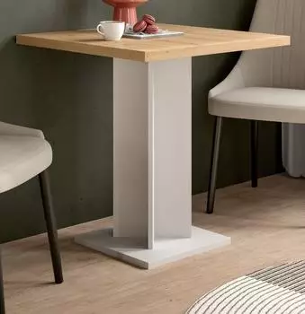 Inn.Furn Anton S&auml;ulen-Esstisch quadratisch, Eiche Artisan/wei&szlig;, 70x70cm (800002108689)