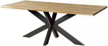 Massivmoebel24 EPOXY Baumkantentisch Mango 180x90x74cm, natur/Epoxid schwarz, Kreuzgestell anthrazit (09-108-217-0220)