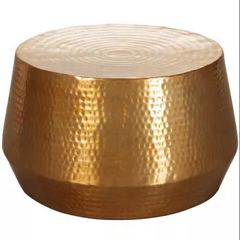 KADIMA DESIGN Couchtisch rund, Aluminium gold, Hammerschlag, 60x36x60cm