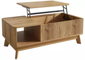 MODFU Couchtisch mit Lift-Top & Wellendesign, MDF, 95x50x48cm