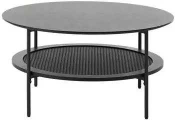 Selsey Mogest runder Couchtisch mit Ablage, Eiche schwarz, &Oslash;80cm