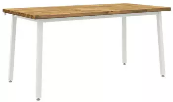 vidaXL Esstisch Massivholz Akazie wei&szlig; 160x70x75cm