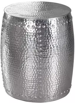 KADIMA DESIGN Beistelltisch rund, Aluminium silber Hammerschlag, 42x49x42cm