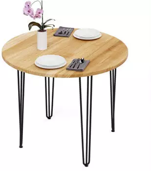LAMO Manufaktur Bistrotisch rund, Holz, 90cm, rustikal/schwarz