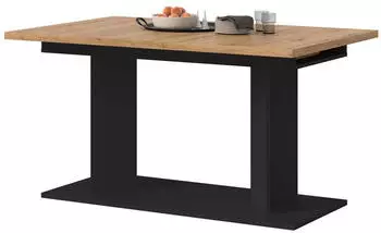 Inn.Furn Anton S&auml;ulen-Esstisch Eiche Artisan/schwarz, ausziehbar 140-180-220cm (800002)