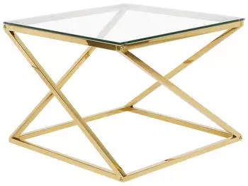 Beliani Beverly Couchtisch Glas, quadratisch, gold, 60x45x60cm