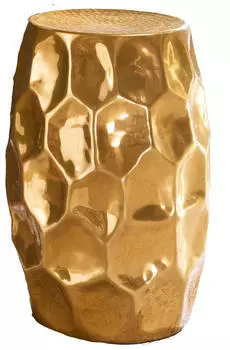 KADIMA DESIGN Beistelltisch Aluminium, orientalisch rund, Hammerschlag, gold, 30x47x29cm