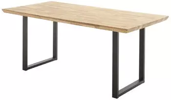 CarryHome Zeballos Esstisch Zerreiche massiv, U-Gestell schwarz, 120x75cm