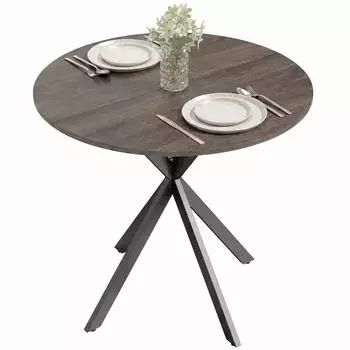 HomCom Runder Esstisch Industriestil, Ø80cm, dunkelbraun (800002028849)