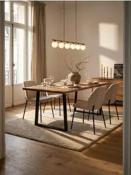 KADIMA DESIGN Esstisch Akazie Massivholz Baumkante Trapezgestell 140x80x76cm