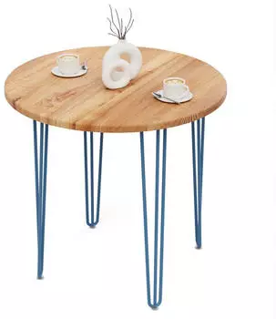 LAMO Manufaktur Bistrotisch rund 80cm, Holz, dunkel/blau