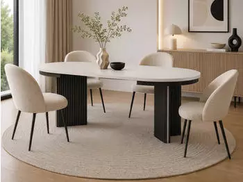 Beautysofa Prestige runder Esstisch ausziehbar Ø 120-200cm, Kaschmir/schwarz (800002054389)