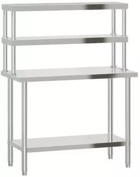 vidaXL K&uuml;chen-Arbeitstisch mit Aufsatzbord 110x55x150cm, Edelstahl (3208907)