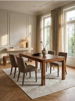 KADIMA DESIGN Mumbai Esstisch Sheesham Massivholz, rechteckig, 160x80x76cm