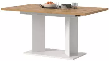 Inn.Furn Anton S&auml;ulen-Esstisch ausziehbar 150&ndash;190x90cm, Eiche Artisan/wei&szlig; (800002108692)
