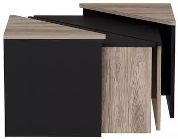 en.casa Frederikshavn 4er-Set Couchtisch Eiche-Optik/Schwarz, Holzwerkstoff (47x45x45cm)