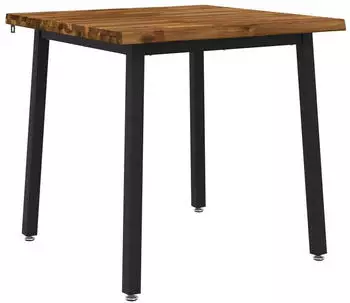 vidaXL Esstisch Live Edge quadratisch Akazienholz natur/schwarz 80x80x75cm