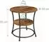 Relaxdays Beistelltisch rund, 2 Ablagen, Holzoptik & Metall, 55x55cm, dunkelbraun/schwarz