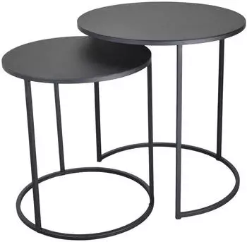 LOFT42 Elvy Beistelltisch-Set, rund, Metall, schwarz (&Oslash;49x52cm)