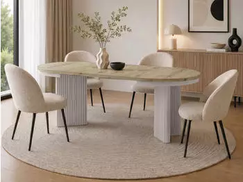 Beautysofa Prestige runder Esstisch ausziehbar &Oslash;120-200cm, Eiche Artisan/Kaschmir